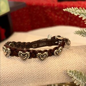 Brighton Brown and Silver Heart Bracelet all Leather